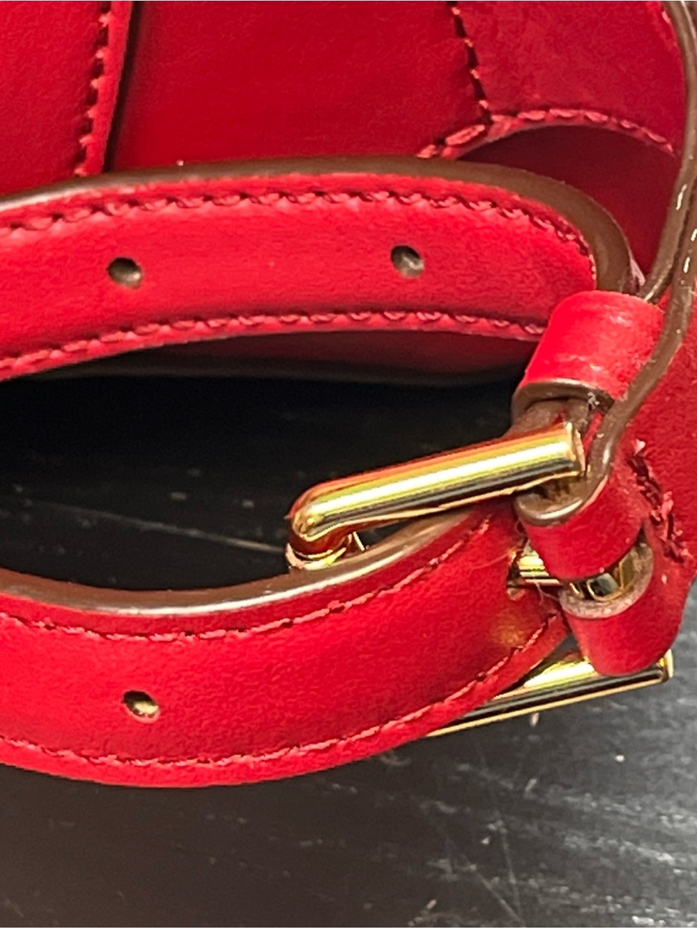 Ralph Lauren Red Leather Backpack with Gold Hardware - Picture 3 of 11